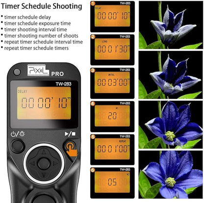 Pixel TW-283 DC2 Wireless Shutter Remote Release Control Intervalometer FSK 2.4GHz Compatible for Nikon Digital SLR Cameras D5000 D5100 D5200 D5300 D5500 D90 D7000 D7100 D7200