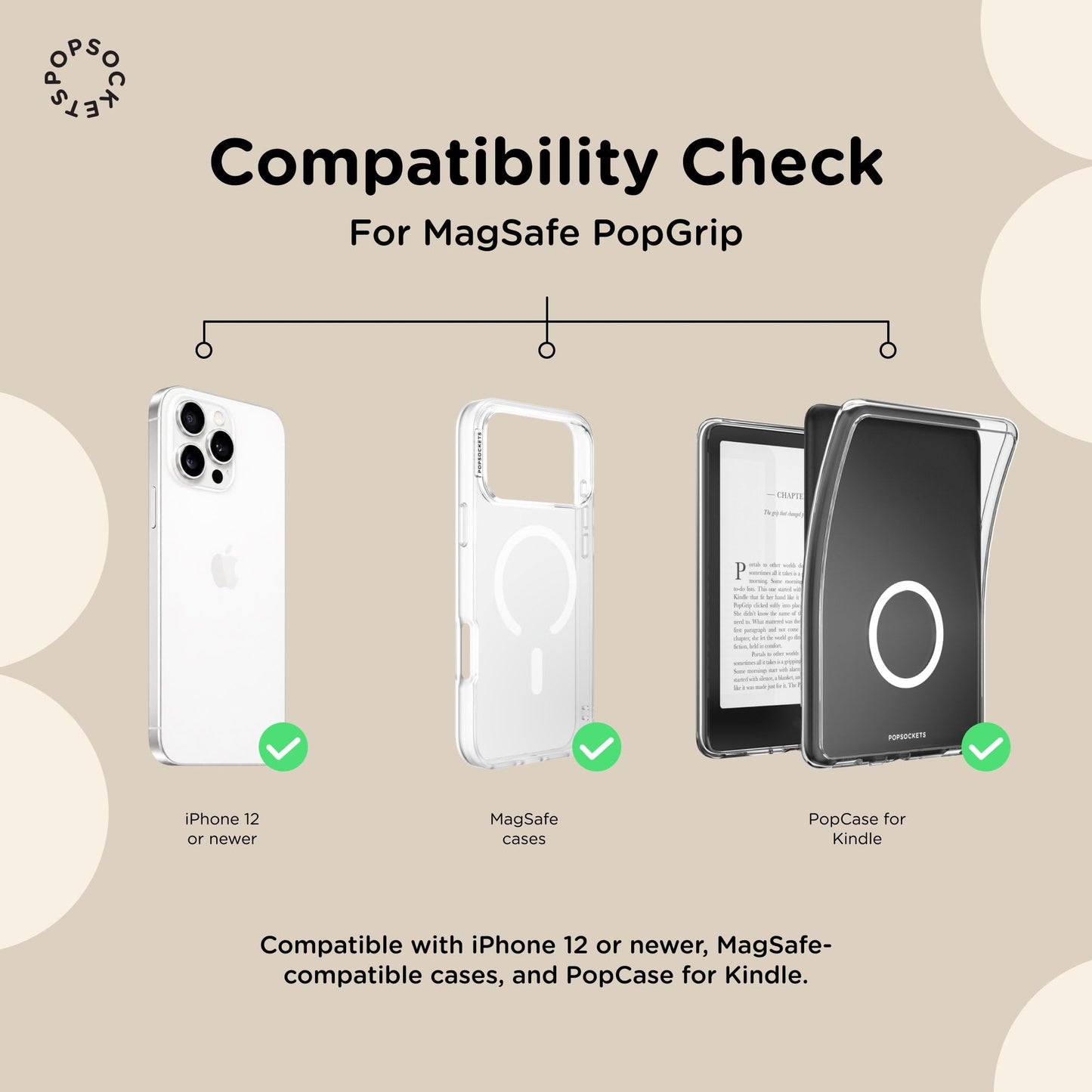 PopSockets Phone Grip for MagSafe, Magnetic Holder, Phone Stand, Silver - FATA Morgana Chrome