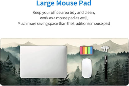 Misty Forest Large Mouse Pad,Gaming Keyboard Desk Pad,Extended Mouse Mat Non-Slip Rubber Base with Stitched Edges for Office Game Home XL 31.5"x11.8"