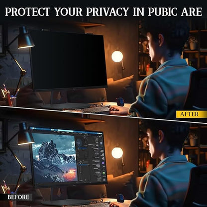 Magnetic Computer Privacy Screen 24 inch, Hanging Privacy Screen for Computer Monitor for 16:9 Frameless Monitor, Eye Protection Anti Glare Anti Blue Light Filter