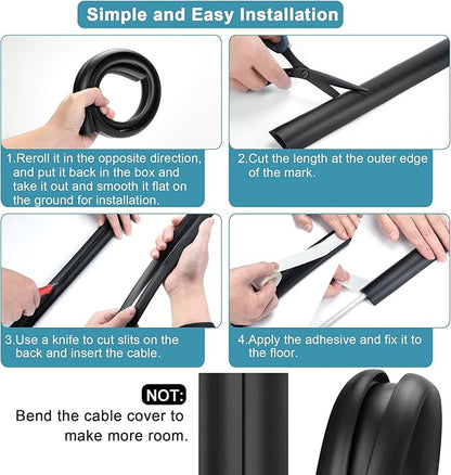 Cord Hider Floor, 3FT, Beige Cord Cover Floor, Cord Protector Floor Extension Cable Cover, Soft PVC Wire Covers - Cable Management Hide Cords on Floor - Cord Cavity: 0.7" (W) x 0.4"(H)