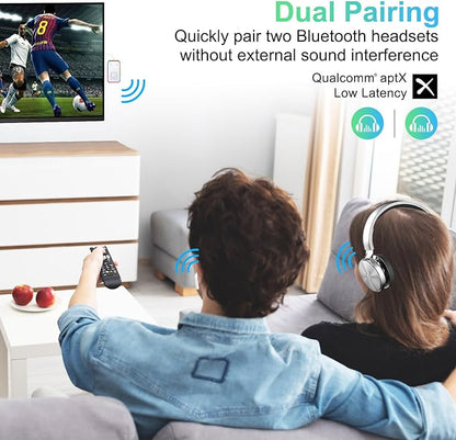 Bluetooth Transmitter for Airplane,Bluetooth V5.4 Transmitter for 2 Airpods/Headphones Dual Pairs.Wireless Transmitter for in-Flight/TV/Gym,with AptX LL,Metal Frame