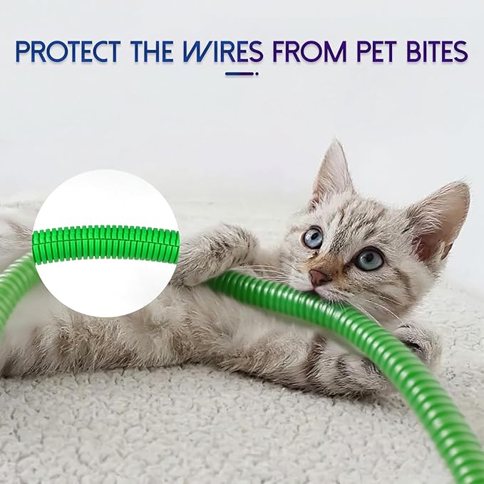 Split Wire Loom Tubing,10,25ft Cord Protectors from Pets No Chew, Flexible Wire Covers Cord Protectors, Protective Split Cable Sleeve for Automotive Home Industrial Wires(Green, 0.73inch-25ft)