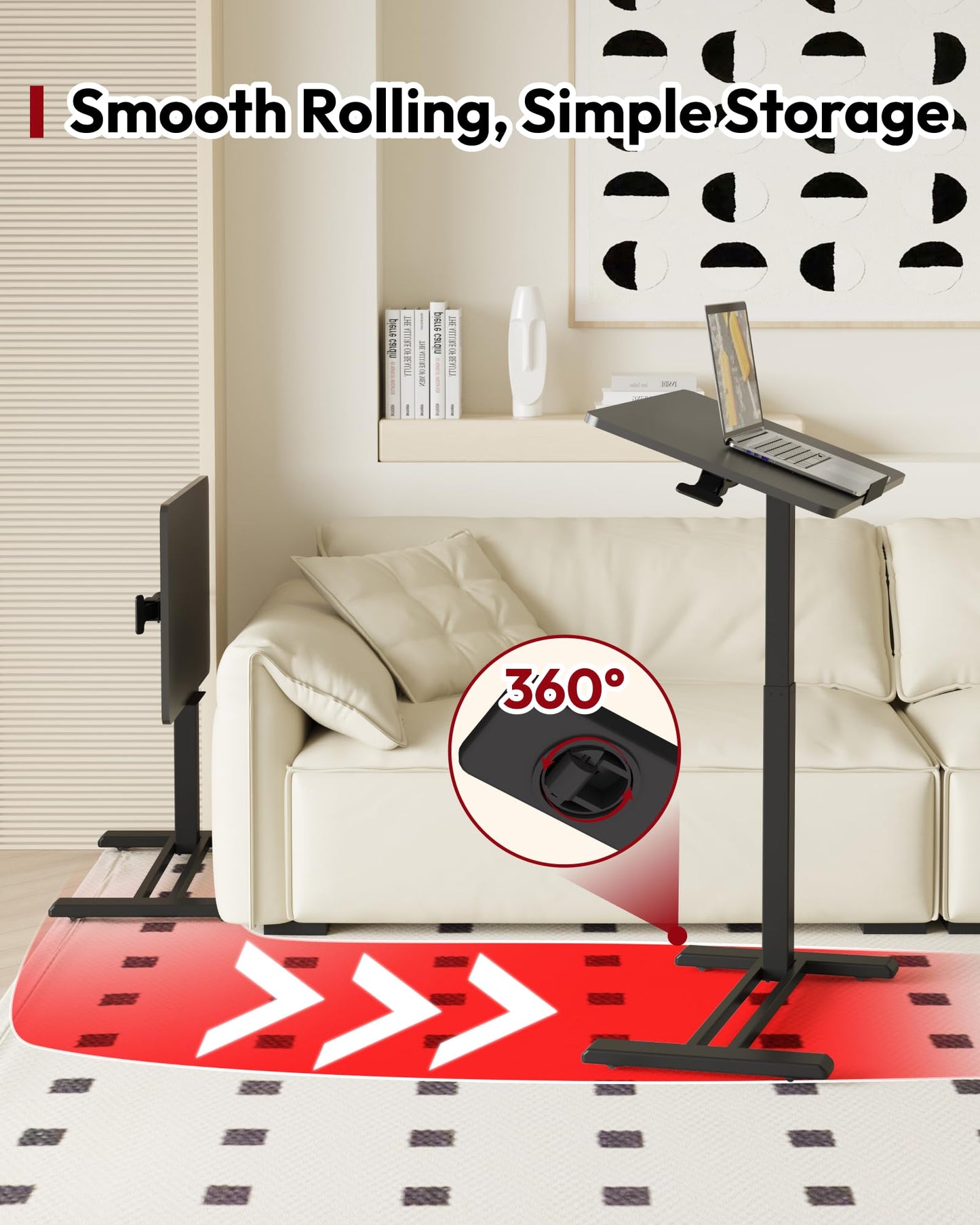 SANODESK Pneumatic 90° Tilt Top 32x18'' Medical Adjustable Overbed Table