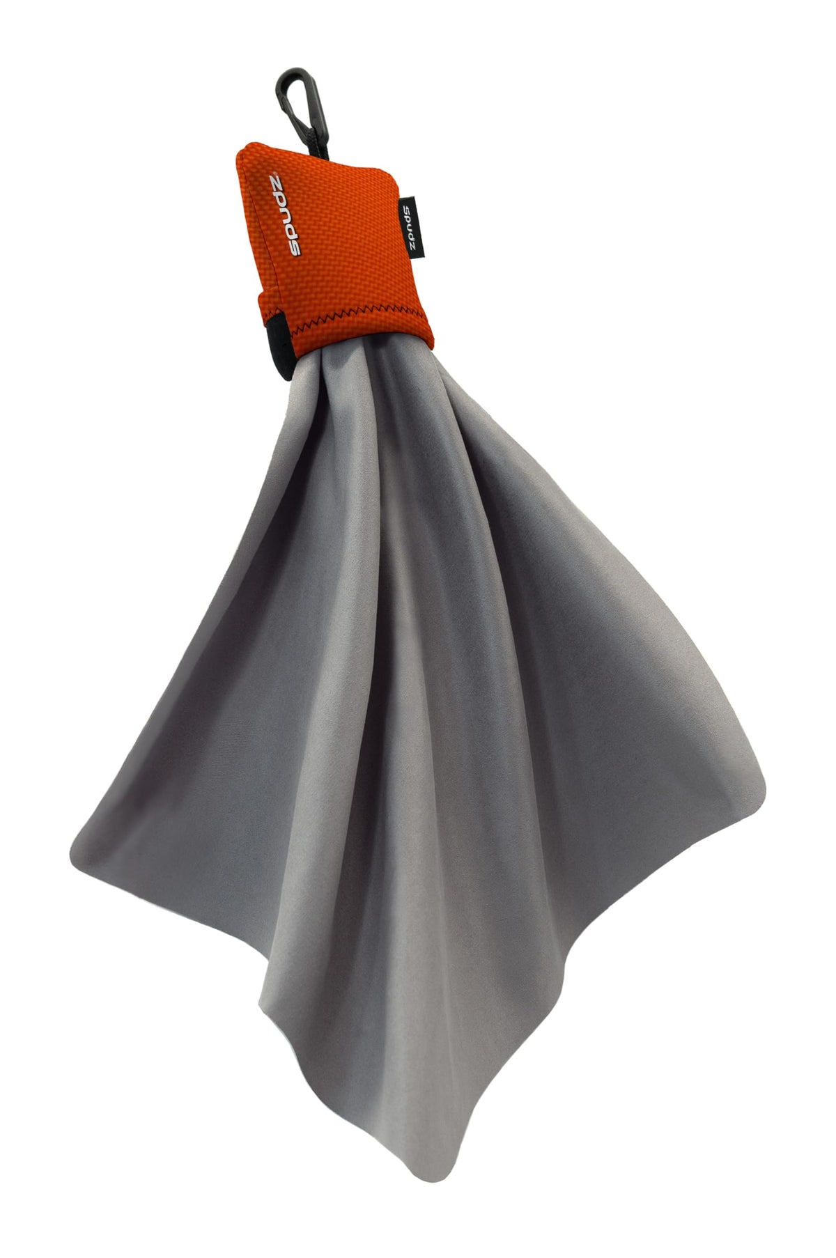 SPUDZ Ultra Microfiber Lens Cleaner with Closeable Bottom – Clip-On Pouch, Washable – for Binoculars, Scopes, Glasses, Screens | Ultra Titanium, 6 x 6 Inch