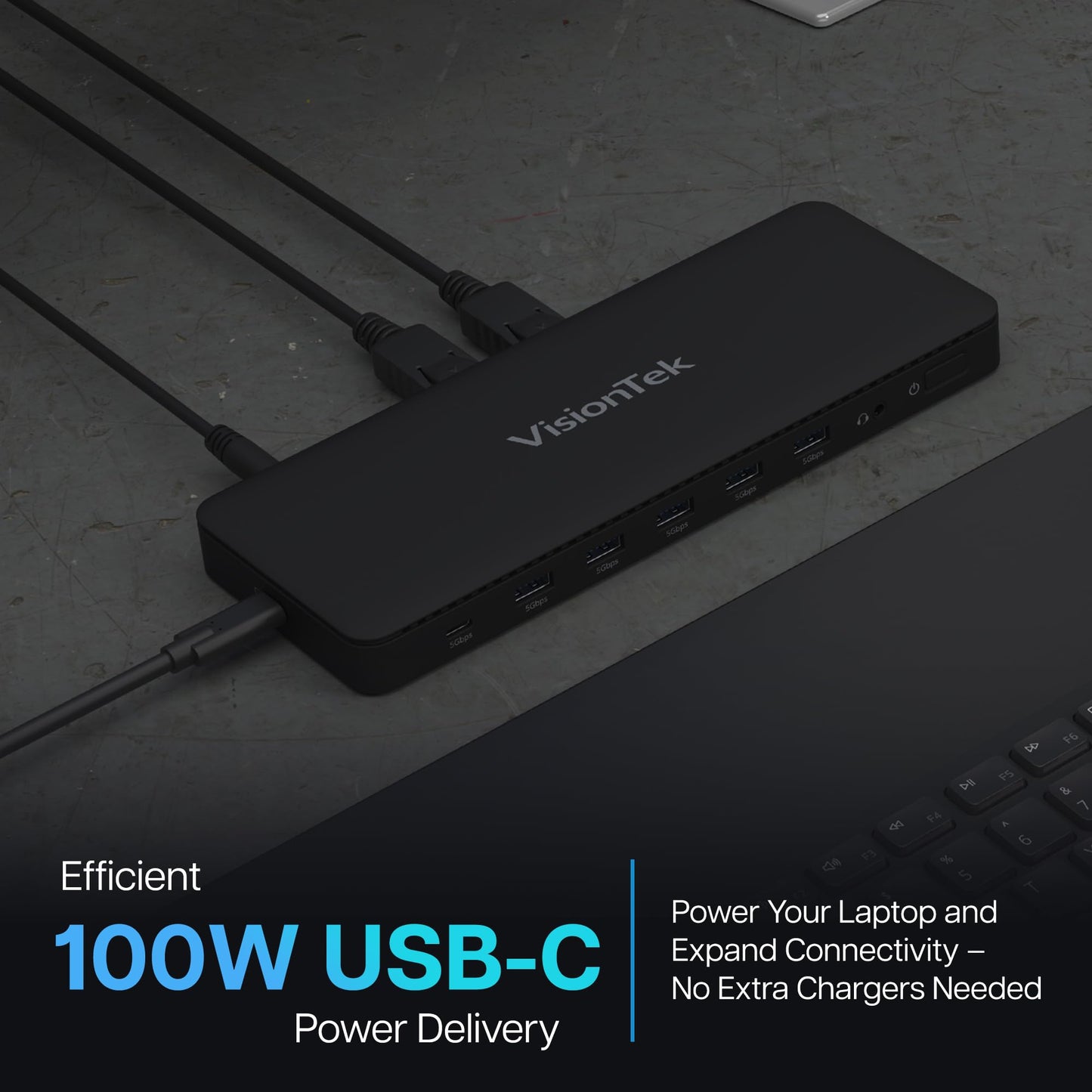 VisionTek VT4600DL Universal Dual Monitor Docking Station USB-C/USB-A