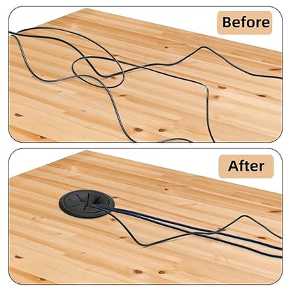 20 Pack Desk Grommets, 2 Inch Desk Cable Hole Cover with Built-in Hole Saw, Wire Cord Cable Grommet for Home Office, Black