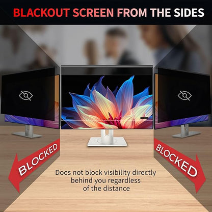 Magnetic 24 Inch Computer Privacy Screen Filter, Aluminum Alloy Hanging Privacy Screen for Computer Monitor for 16:9 Monitor Removable Anti Blue Light Eye Protection