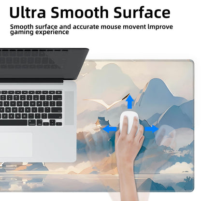 Galdas Gaming Mouse Pad XXL XL Large Long Extended Big Mousepad Non-Slip Rubber Keyboard Mouse Pad with Stitched Edges for Laptop Home Office (31.5x11.8x0.08 Inch) -Cloud Scenery