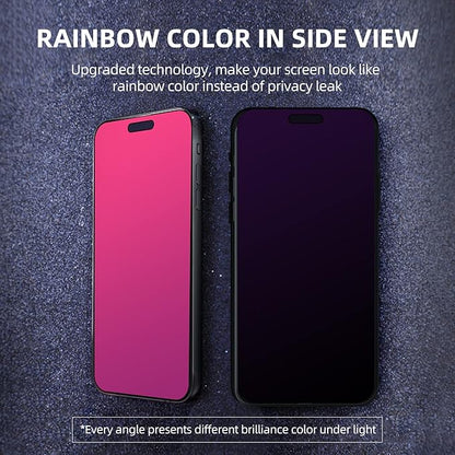 EGKimBa Privacy Screen Protector Compatible with iPhone 15 Plus, 6.7 inch Gradient Colorful Electroplated Anti-Spy Anti-Blue Light Tempered Glass