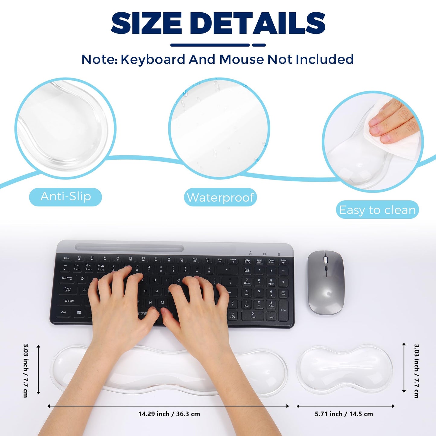 ABRONDA Gel Wrist Rest for Keyboard and Mouse, Wrist Rest for Keyboard, Mouse Wrist Support, Pain Relief, Cool Touch, Non-Skid, Mouse Wrist pad