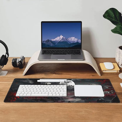 Extended Gaming Mouse Pad, Large Desk Mat XL Anime Mouse Pad Waterproof with Stitched Edges, Non-Slip Desktop Pad for Home and Office, Level Up Your 31.5x11.8 Inch (Night Lake)