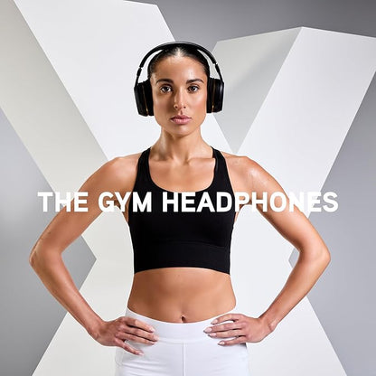 BlueAnt Pump X - The Gym Headphones | Sports Headphones | Cushioned & Cooling Ear Pads | (ANC) Active Noise Cancelling/Advanced Transparency | Wireless | Up to 58hr Play Time (Black | Gold)