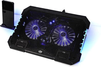 RGB Gaming Laptop Cooling Pad 17-12Inch 4Fans (Customized RGB Sidelight with Switch,Laptop Fan Speed Adjustable,5 Heights Adjustment with Phone Holder)Fit Apple MacBook Laptop Fan Cooling Pad