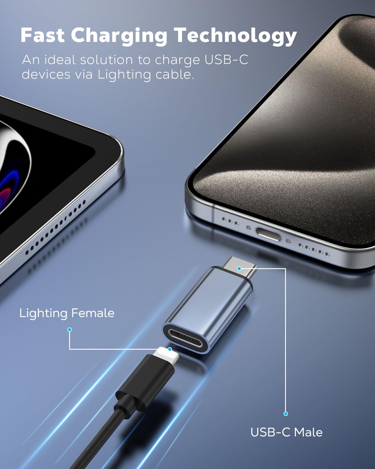 MoKo Lightning to USB-C Adapter for iPhone 17 16 15, Charge Only, 4 PCS