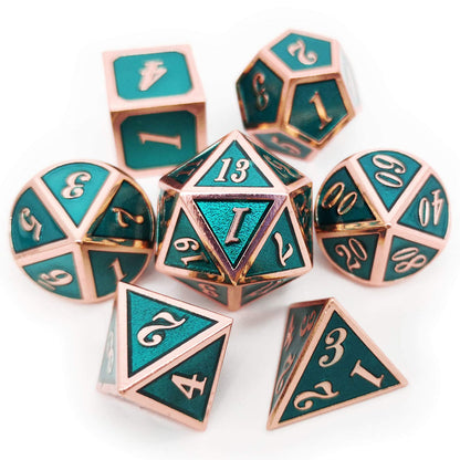 Haxtec Metal DND Dice Set, 7 Pcs Dragon Pattern Polyhedral Dice for RPG