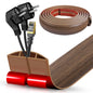 Floor Cord Cover Cavity 0.8"x0.37" Self Adhesive Cord Hider, 10FT Low Profile Cable Management, Extension Strip Protector for Wires, Prevent Cable Trips for Offices, Gyms, Exhibitions (Brown Wood)