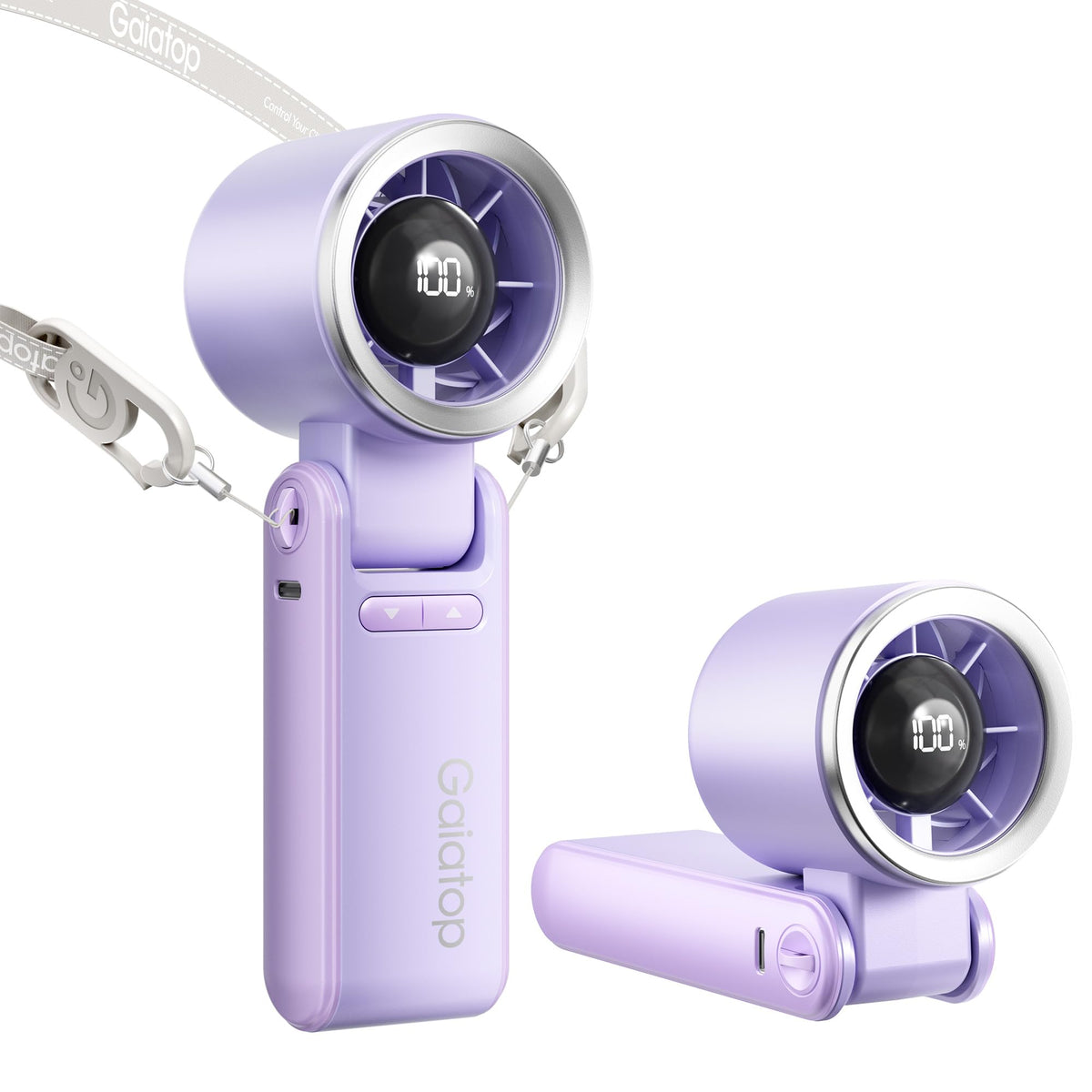 Gaiatop Portable Handheld Turbo Fan, 15 Hrs Cooling, 180° Foldable 4-in-1 Hand Held Fans, 6-Speed (1-100) Personal Mini Handheld Fans, Small Portable Fan for Travel Working Outdoor, Women Gifts Purple