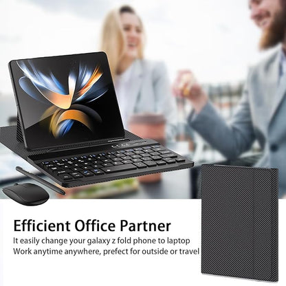 for Samsung Galaxy Z Fold 7 6 5 Keyboard and Mouse, Portable Mini 7.9 inch Bluetooth Keyboard with Leather Case and Capacitive Pen, 4 in 1 Set for Z Fold7 6 Accessories