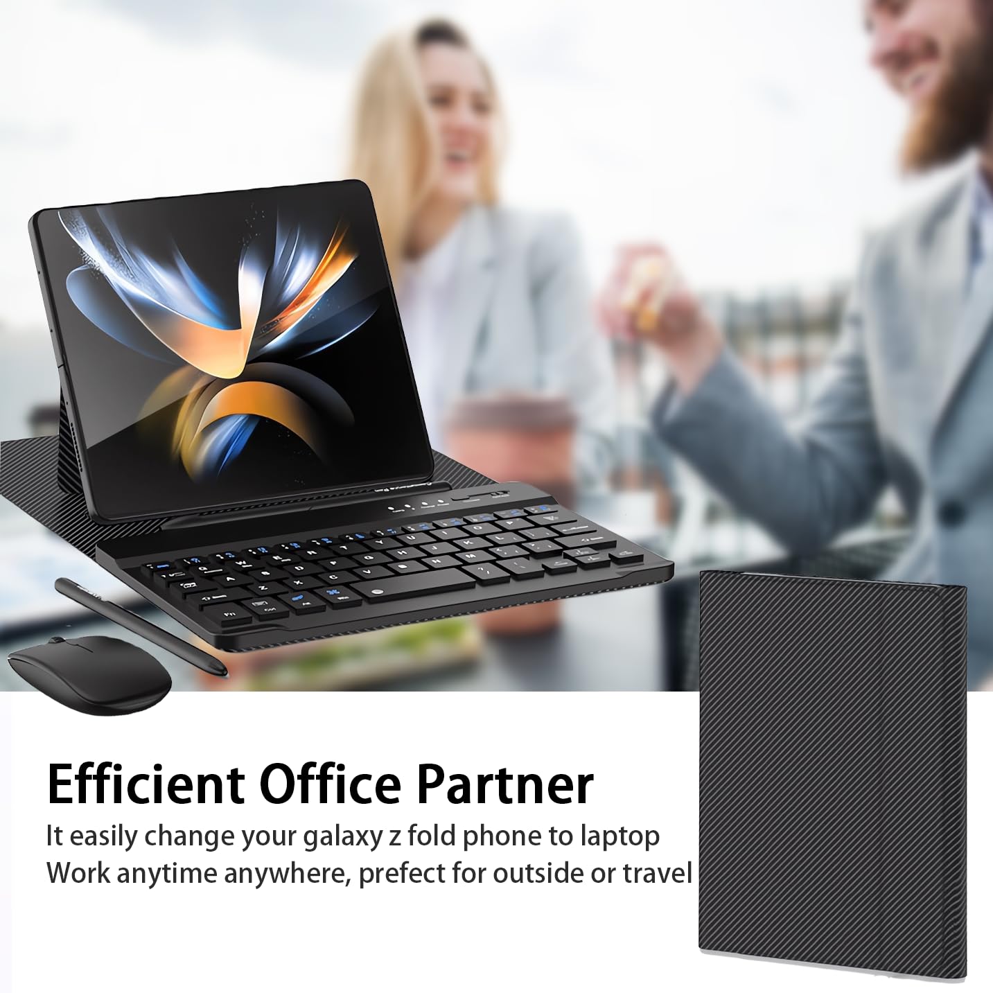 for Samsung Galaxy Z Fold 8 Ultra/8/7/6/5 Keyboard and Mouse, Portable Mini 7.9 inch Bluetooth Keyboard with Leather Case and Capacitive Pen, 4 in 1 Travel Set for Fold8 Wide Fold7 Accessories