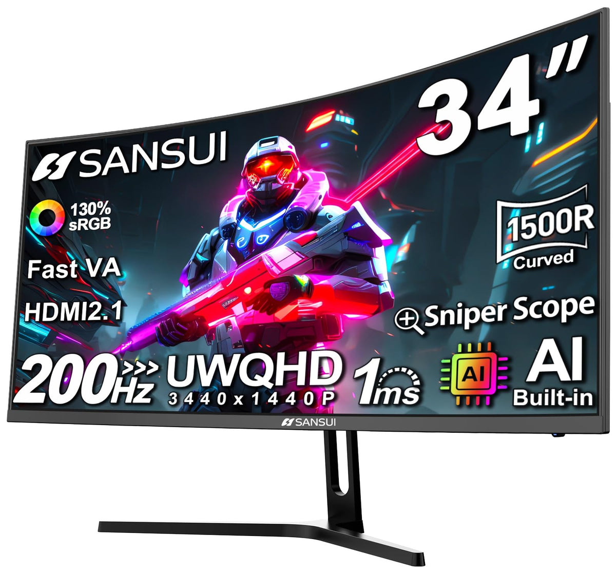 SANSUI Gaming Monitor 27 inch 1440p 200Hz 180Hz Computer Monitor
