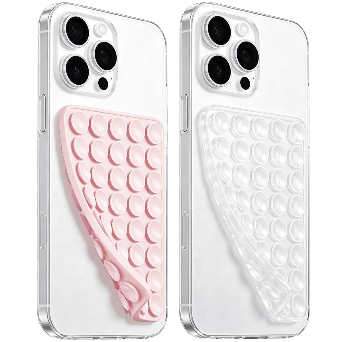 LvShuLiangPin Anteel 2 Pack Silicone Suction Cup Phone Case Mount Double Sided, Hands-Free Strong Grip Silicon Phone Holder, Non Slip Phone Accessories for Selfies and Videos (Black)