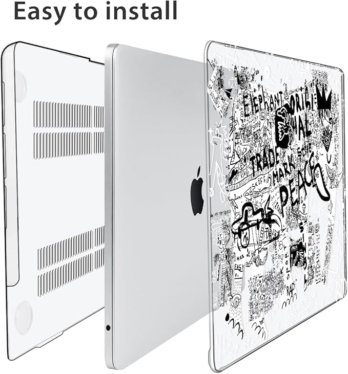 for 2025 2024 2023 2022 MacBook Air 13 inch Case M4 A3240 M3 A3113 M2 A2681 with Touch ID& 13.6" Liquid Retina Display, Plastic Hard Shell&Keyboard Cover&Screen Film&Webcam Cover, Elephant