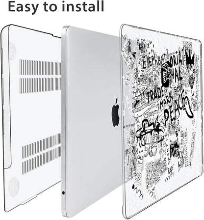 for 2025 2024 2023 2022 MacBook Air 13 inch Case M4 A3240 M3 A3113 M2 A2681 with Touch ID& 13.6" Liquid Retina Display, Plastic Hard Shell&Keyboard Cover&Screen Film&Webcam Cover, Elephant