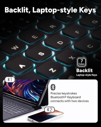 ZAGG Pro Keys 2 iPad Pro 13 (M4) Keyboard Case - Wireless Keyboard & Detachable Folio Case | Laptop-Style Backlit Keys, Multi-Pairing Bluetooth, 6.6 ft Drop Protection