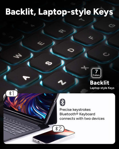 ZAGG Pro Keys 2 iPad Pro 13" (M5)/ Pro 13" (M4) Keyboard Case - Wireless Keyboard & Detachable Folio Case | Laptop-Style Backlit Keys, Multi-Pairing Bluetooth, 6.6 ft Drop Protection
