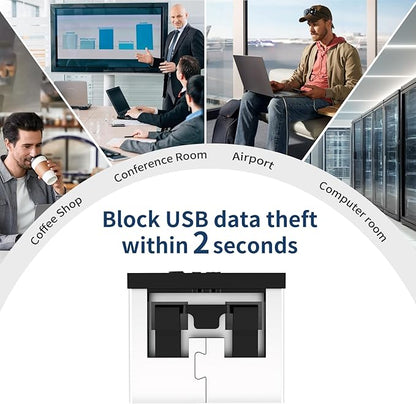 24PCS USB Metal Port Lock Blocker with 2 Keys - Secure USB-A Port Protector for PC/Laptop, Anti-Theft Data Security Lock, Dust & Moisture Proof Cover, Removable Type-A Connector Black