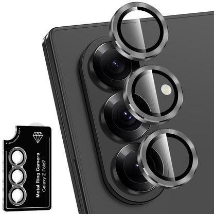 Avocase for Samsung Galaxy Z Fold 7 Camera Lens Protector, Individual Metal Ring Tempered Glass Lens Cover, [Strong Adsorption] Scratch Resistant Ultra-Thin HD Clear Lens Cover, 1 Set-Black