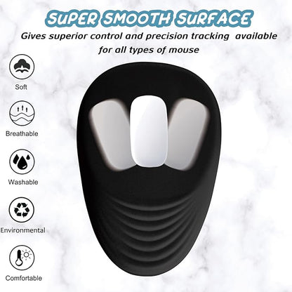 Black Ergonomic Mouse Pad Wrist Support, Mouse Pad with Wrist Rest, Memory Foam Massage Design & Non-Slip PU Base Cute MousePads for Pain Relief, Desk, Office, Home