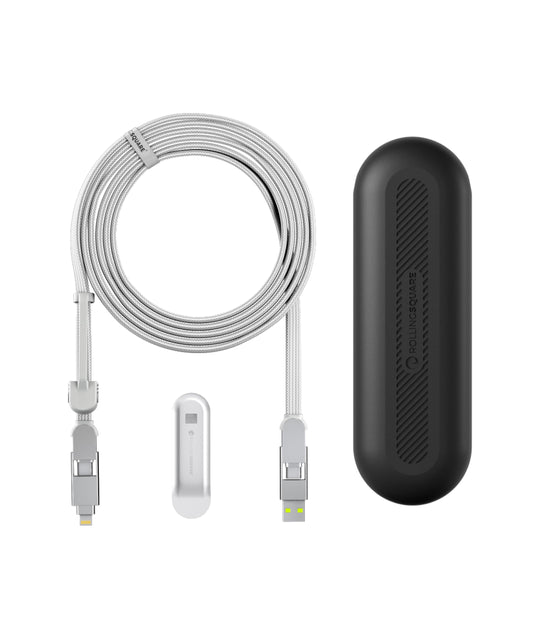 Rolling Square, inCharge XL, 6-in-1 Multi Charging Cable, 100W Ultra-Fast Charging Power, 10 Ft/3m, Urban Black