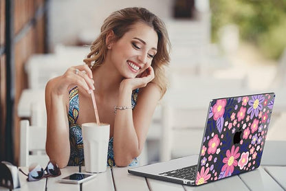 CISSOOK for MacBook Air 13 inch M4 M3 M2 Case 2025 2024 2023 2022, Hard Shell Case Keyboard Skin Screen Protector for MacBook Air 13.6 A3240 A3113 A2681, Stylized Flowers