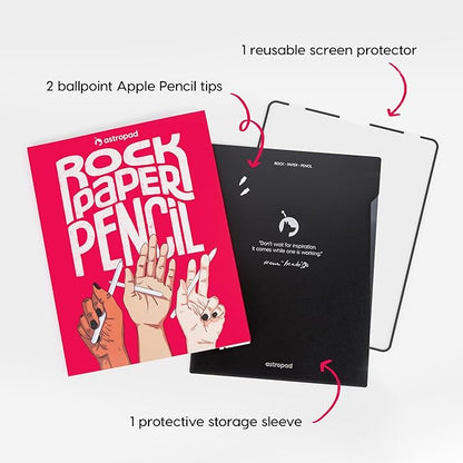 Astropad Rock Paper Pencil v3.0 – Paper Screen Protector for iPad Mini 6th Gen and iPad Mini Gen 7 + Apple Pencil Tips 2 Pack – Compatible with Apple Pencil 1st/2nd Gens and Pencil Pro