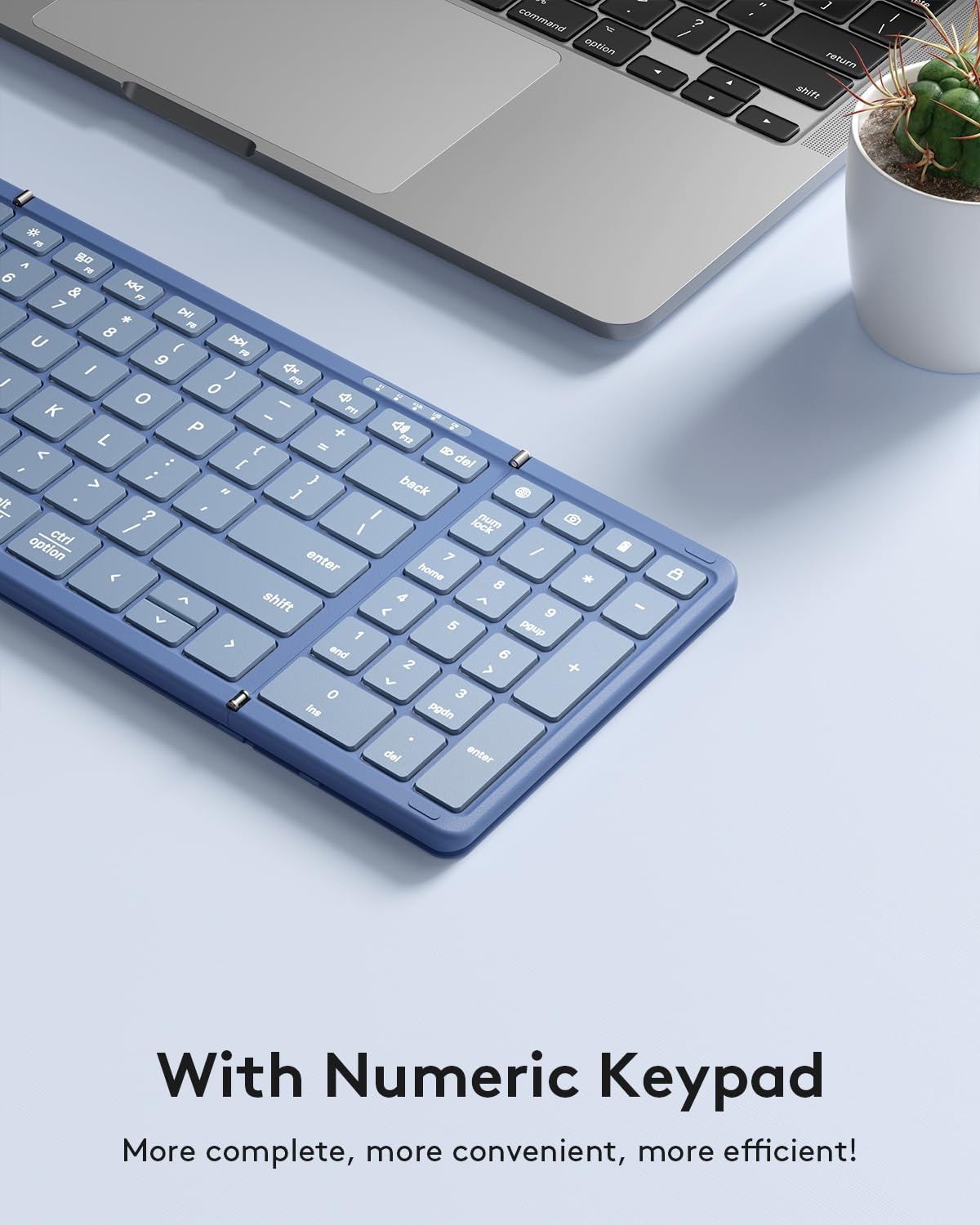 Samsers Full-Size Foldable Bluetooth Keyboard with Numeric Keypad - Blue
