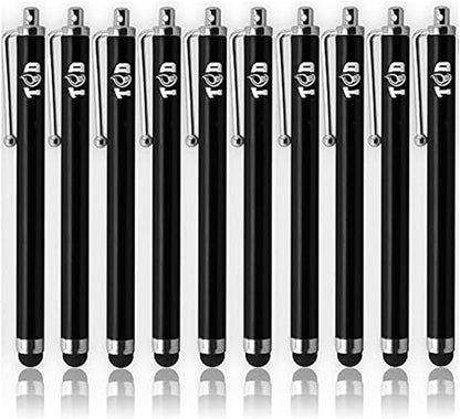 TCD 10-Pack Stylus Pen Set – Universal Capacitive Pen for iPad, iPhone, Tablet, Laptop – Premium Thick Rubber Tip Styluses for All Touchscreen Devices, Black