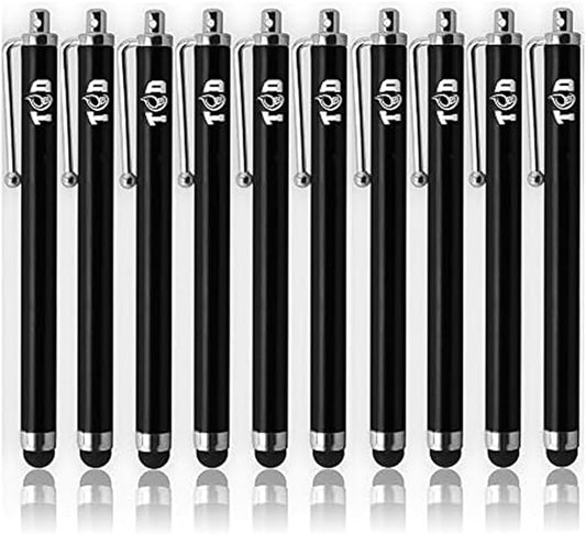 TCD 10-Pack Stylus Pen Set – Universal Capacitive Pen for iPad, iPhone, Tablet, Laptop – Premium Thick Rubber Tip Styluses for All Touchscreen Devices, Black