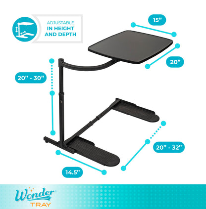Stander Wonder Tray, Adjustable Swivel Table, Large Laptop Stand, Couch Desk, Side Tables & Gaming Bench, TV-Trays for Eating on Couches, Chairs, Recliners, Black