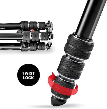 Manfrotto Befree Advanced Camera Tripod Kit with Twist Closure, Travel Tripod Kit with Ball Head, Portable and Compact, Camera Tripod in Aluminum for DSLR, Reflex, Mirrorless, Camera Accessories