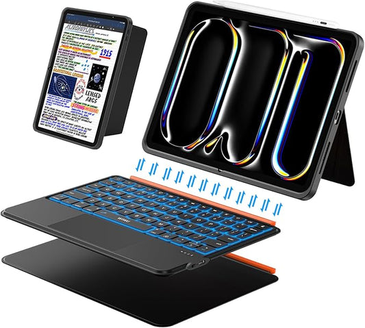 iPad Pro 11 inch Case with Keyboard (M5 M4 2025 2024),Magnetic Detachable Magic Keyboard, Multi-Touch Trackpad,7-Color Backlit, Landscape/Portrait,160° Adjustable Stand for Pro 11 6th/5th Gen (Black)