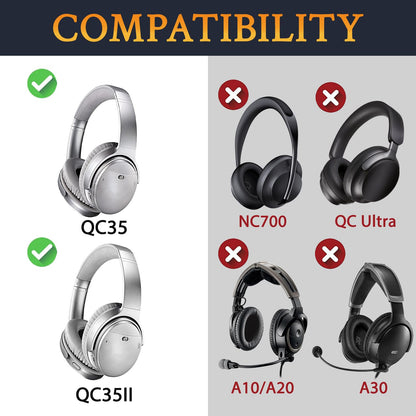 SoloWIT Earpads for Bose QC35, QC35 ii, QC45 - Silver