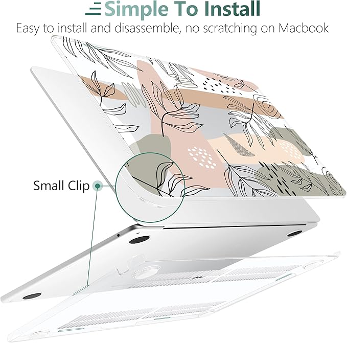 TWOLSKOO Compatible with M4 MacBook Air 15 inch Case 2025-2023 Released Model M4 A3241 M3 A3114 M2 A2941, Plastic Hard Shell & Screen Protector & Keyboard Cover & Trackpad Film, Tropical Leaves