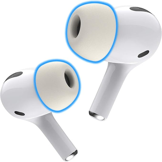Foam Masters Memory Foam Ear Tips for AirPods Pro 1st & 2nd Gen | Comfortable | Secure | Better Noise Cancellation | Version 3.0 Replacement Buds (Medium - 3 Pairs, White)