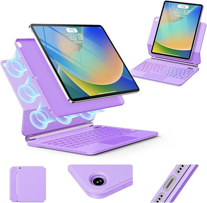 for iPad 9th Generation Case with Keyboard,Magic Style Keyboard Case for iPad 9th/8th/7th Gen 10.2 inch - Floating Cantilever Magnetic Stand Multi-Touch Trackpad (Purple)