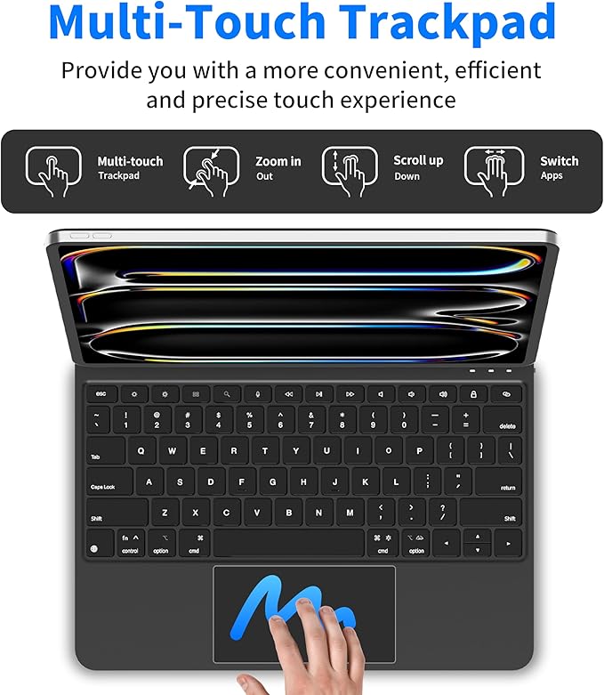 Otuoor iPad Pro 13-inch Case with Keyboard (M5 2025/M4 2024), Uninterrupted View, Snap Tight, Magic Keyboard iPad Pro 13-inch with Comfort Angle, Effortless Command, Black