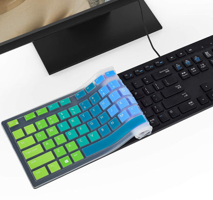 Colorful Keyboard Cover for Dell KM636 Wireless Keyboard/Dell KB216 KB216t KB216p Wired Keyboard/Dell Optiplex 5250 3050 3240 5460 7450 7050/Dell Inspiron AIO 3475/3670/3477 All-in one Desktop,Rainbow