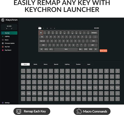 Keychron Q4 Wired Custom Mechanical Keyboard, 60% Layout QMK/VIA Programmable Macro with Hot-swappable Gateron G Pro Blue Switch Double Gasket Compatible with Mac Windows Linux(Navy Blue)