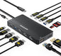 USB C Hub USB C Docking Station Dual Monitor14-IN-1 Triple Display Multiport Adapter with 2*HDMI +DP + 5*USB-A/C 10Gbps Ports+Ethernet+SD/TF Laptop Docking Station for HP/Dell/Lenovo/Thinkpad (Black)